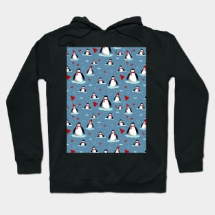 it's cold outside penguins seamless pattern light blue Hoodie